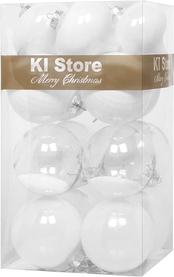 KI Store Large Christmas Balls White 4-Inch Shatterproof Christmas Tree Ball Ornaments Decoration... | Amazon (US)