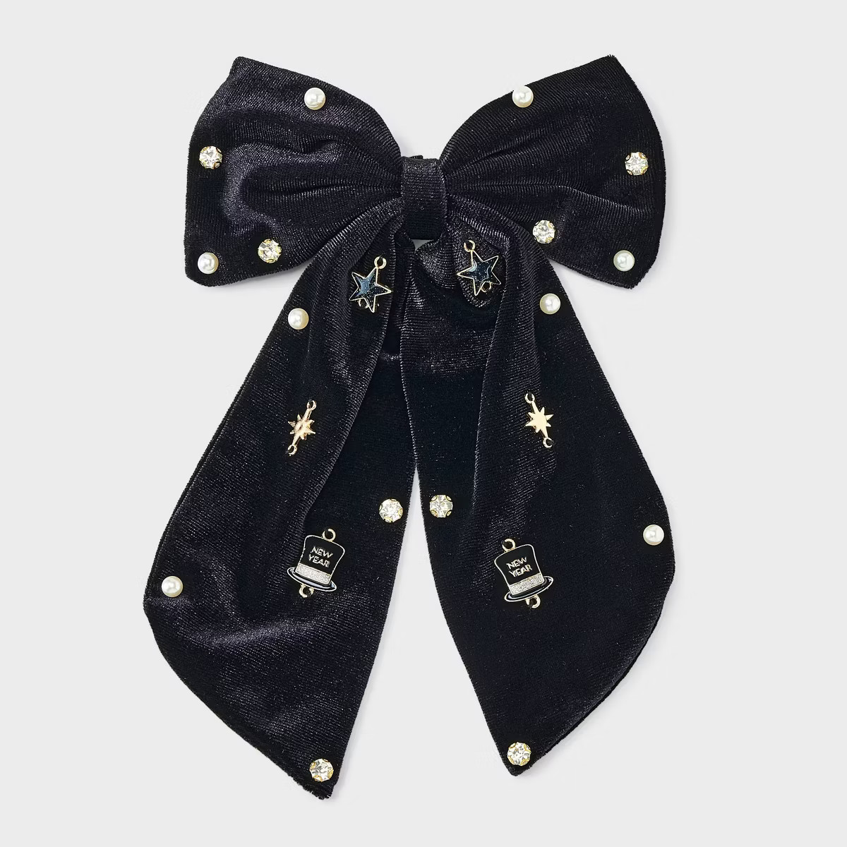 Embellished Hair Bow with Tails - Black | Target