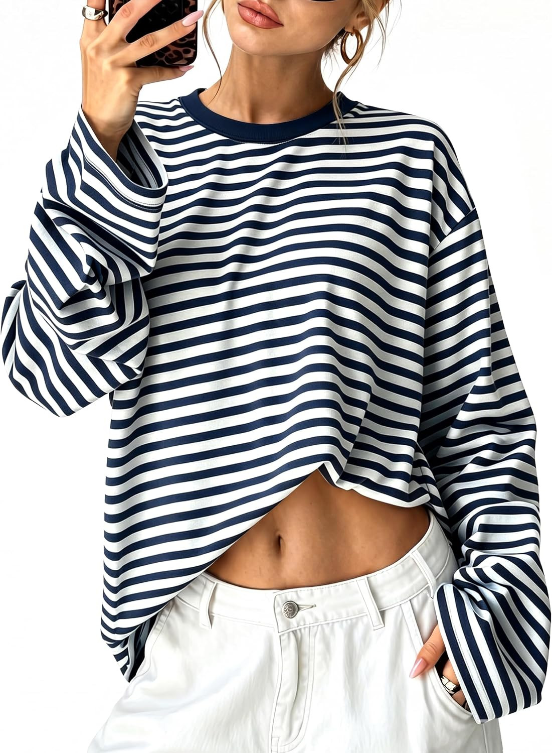 Sampeel Womens Long Sleeve Tops Oversized T Shirts 2026 Y2K Fall Fashion Clothes | Amazon (US)