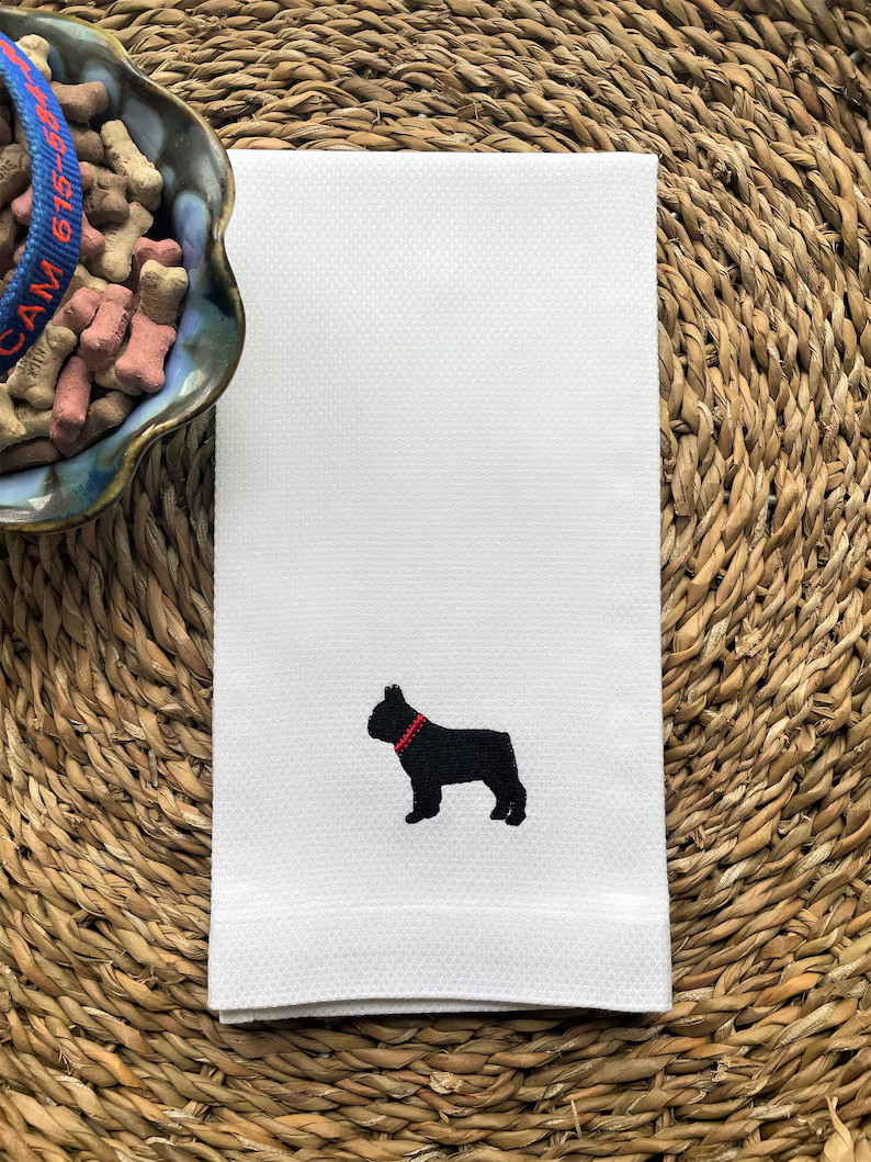 French Bulldog Kitchen Towel Frenchie Embroidered Hand Towel Dish Towel - Etsy | Etsy (US)