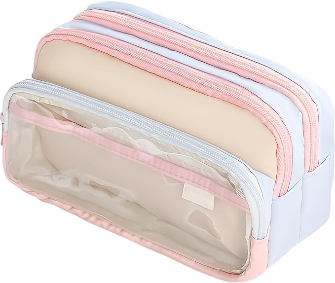 4-Layer Transparent Large Capacity Pencil Case - Ins Aesthetic Japanese Style Makeup & Supplies O... | Amazon (US)