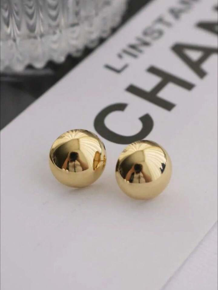 Brinco Feminino Meia Bola Mulher Elegante Moda Blogueira Folheado BR53 | SHEIN