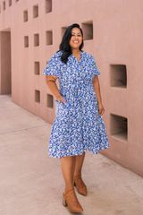 MW Occasion Blue and White Floral Dress | Merrick White