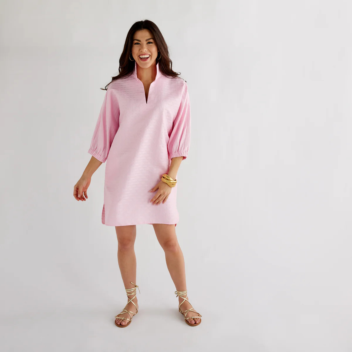 Betsy Collar Jacquard Dress Light Pink | Caryn Lawn