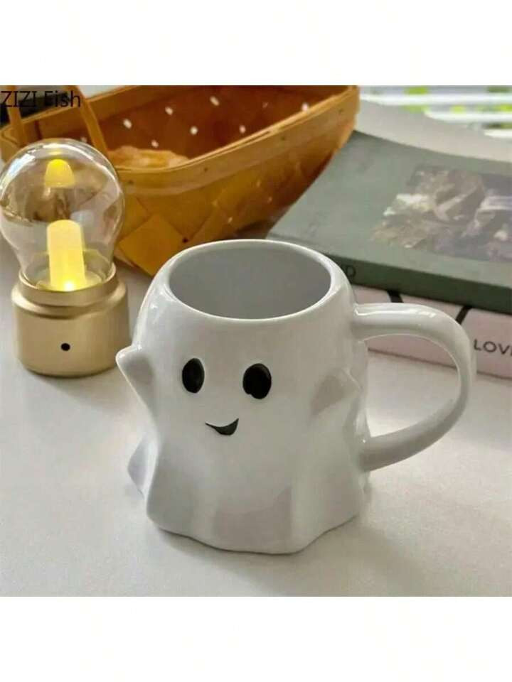 Süße Weiße Geister-Tasse, 3D Halloween Kürbis Kaffeetasse, Großes Fassungsvermögen, Wiederverwendbare Milchtasse, Tee-Wassertasse, Geeignet Für Restaurants, Familien, Partys, Cafés Usw., Halloween Geschenk Ostern Halloween Geist Elf 3D Süßes Paar Tasse Geschenk Nachmittags-Tee Frühstück Milchtasse Heim Büro Trinkkeramiktasse Süße Geister Wassertasse | SHEIN