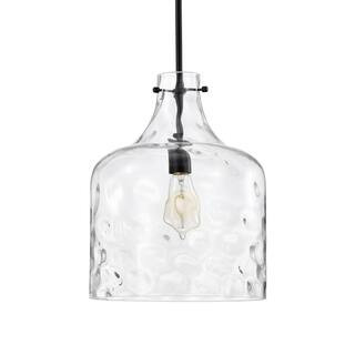 Warehouse of Tiffany Daelan 12 in. 1-Light Indoor Matte Black Finish Pendant Light with Light Kit... | The Home Depot
