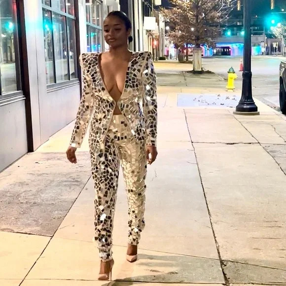 Fashion Nova Luxe Kennedy Mirror Jacket and Kenzie Mirror Pants Set S/M | Poshmark