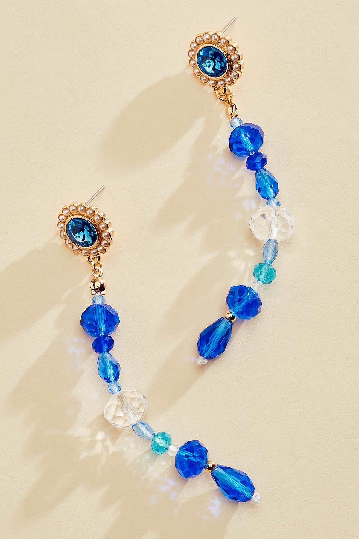 linear blue bead earrings | Versona