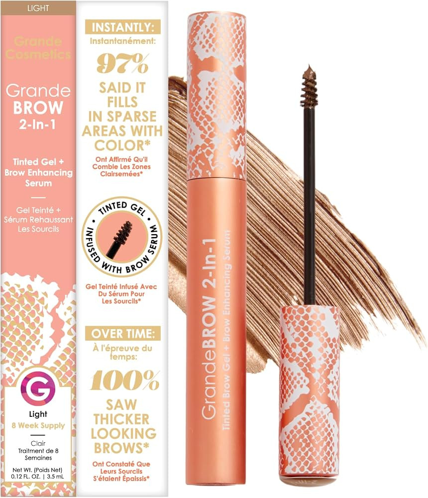 Grande Cosmetics GrandeBROW 2-in-1 Tinted Brow Gel + Brow Enhancing Serum for Thicker & Darker-Lo... | Amazon (US)