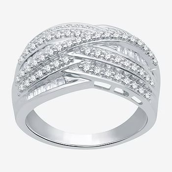 Womens 1 CT. T.W. Lab Grown Diamond Sterling Silver Crossover Cocktail Ring | JCPenney