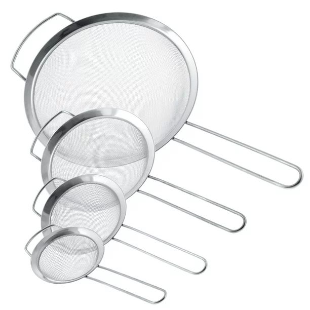 U.S. Kitchen Supply Set of 4 Fine Mesh Stainless Steel Strainers with Wide Ear Design, 3", 4", 5.... | Walmart (US)