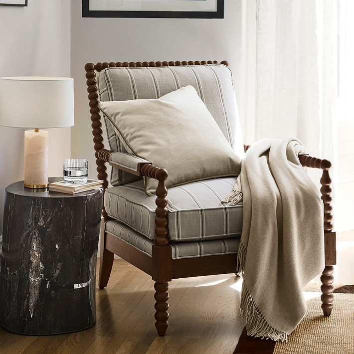 Spindle Chair, Standard, Glen Plaid, Sage, Natural | Williams-Sonoma
