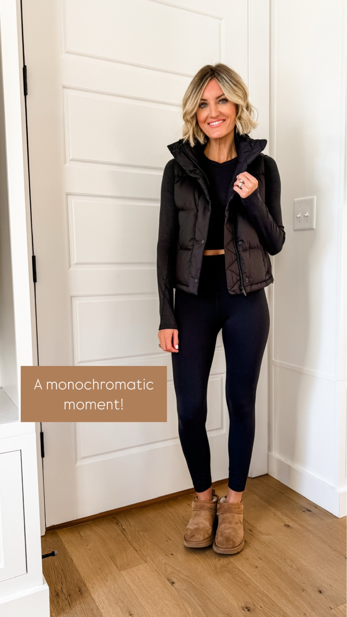 Love an all black look! Wearing size 4 in these lululemon pieces!

Loverly Grey, weekend outfit, fall outfit, puffer vest, lululemon, athleisure, leggings, mini uggs 

#LTKSeasonal #LTKStyleTip