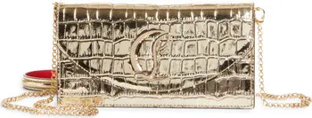Christian Louboutin Loubi54 Croc Embossed Metallic Leather Clutch | Nordstrom | Nordstrom