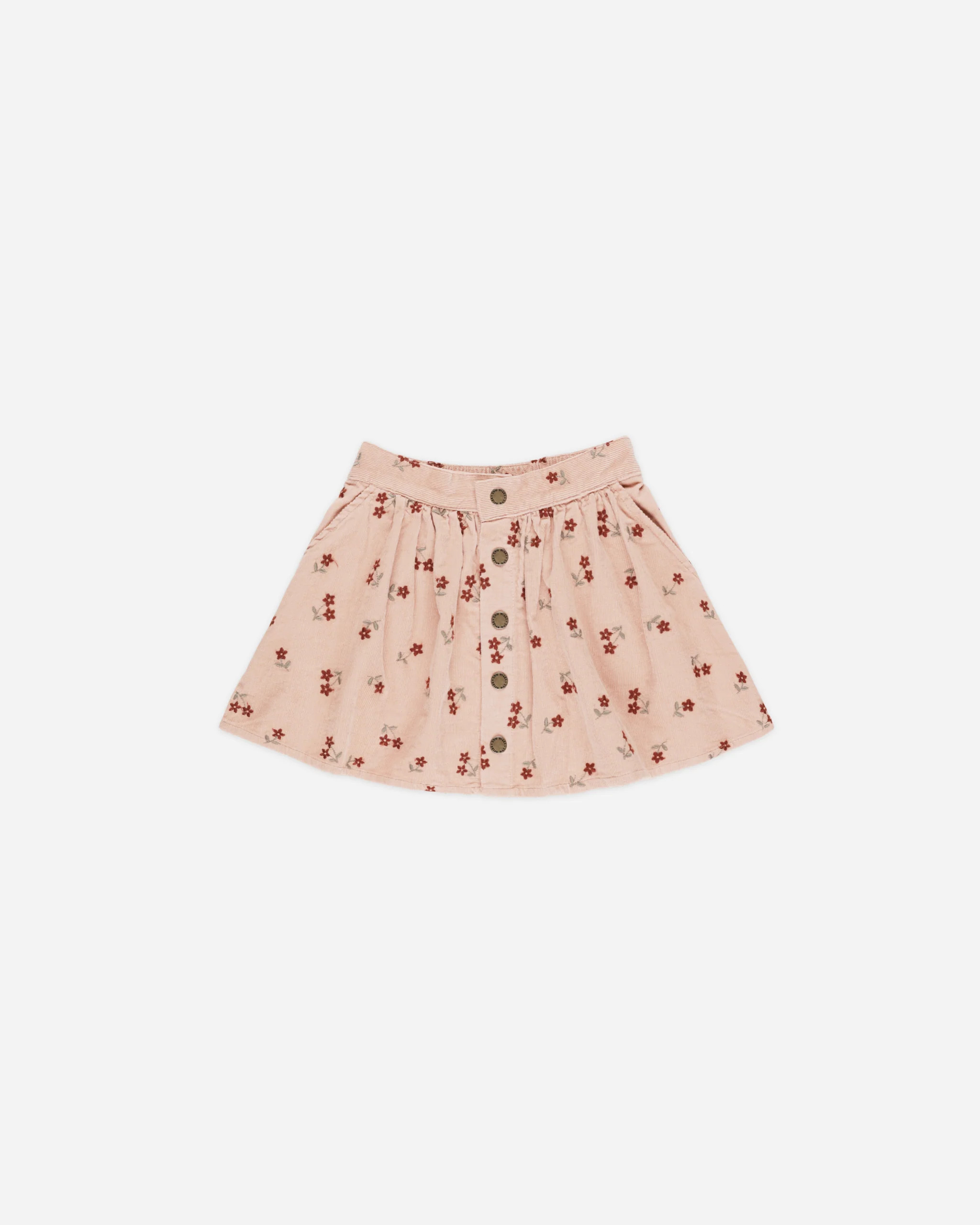Button Front Mini Skirt || Blossom Embroidery | Rylee + Cru