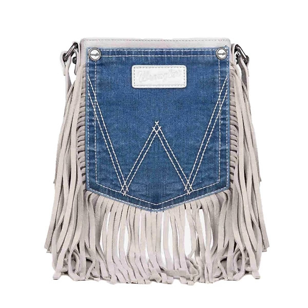 Montana West Wrangler Denim Pocket Fringe Crossbody Beige | Scheels