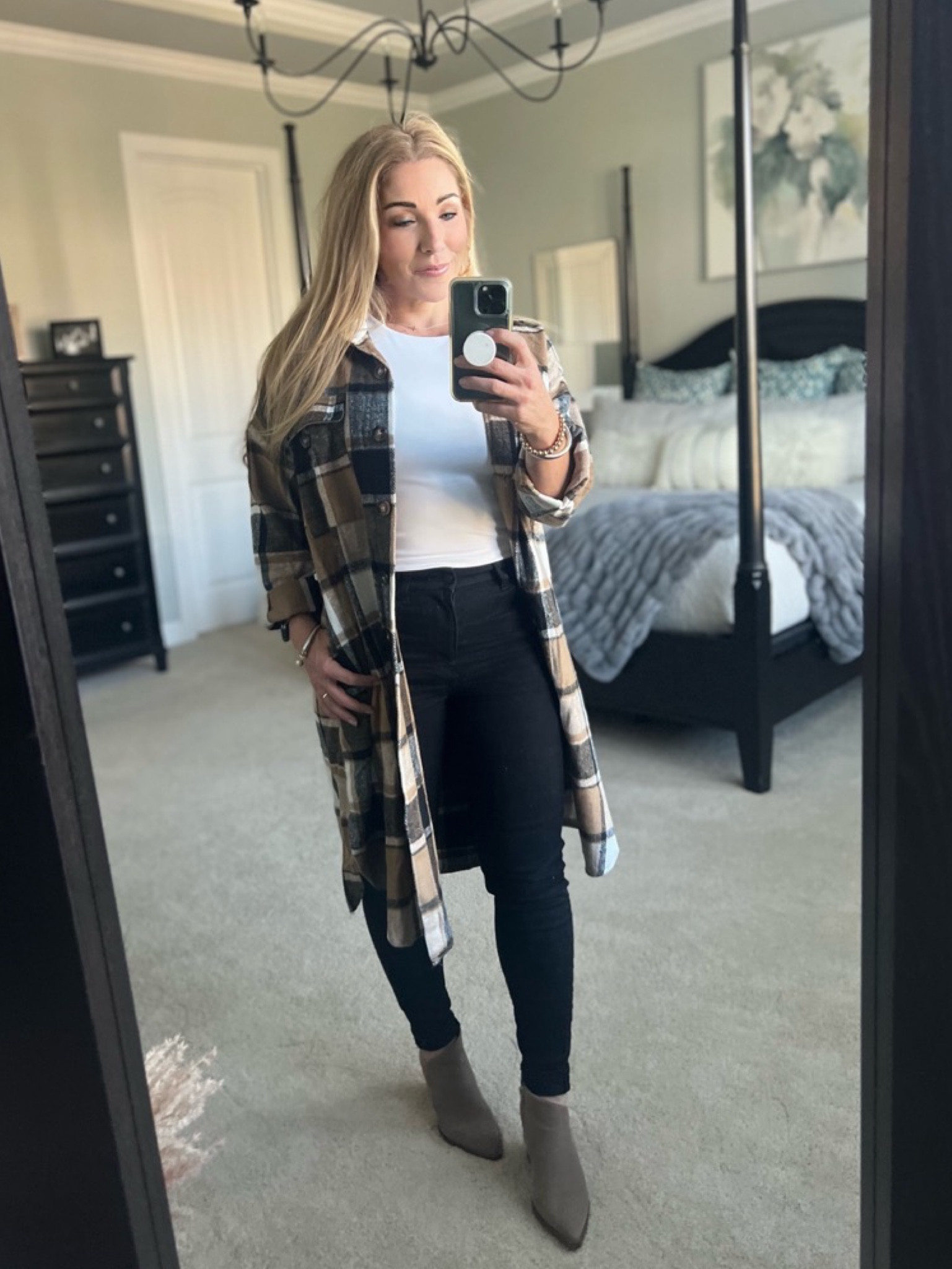 Fall plaid shacket time! Lots of colors! Wearing a small. Dress it up or dress it down. Jeans tts & booties tts  

#LTKSeasonal #LTKunder50 #LTKstyletip