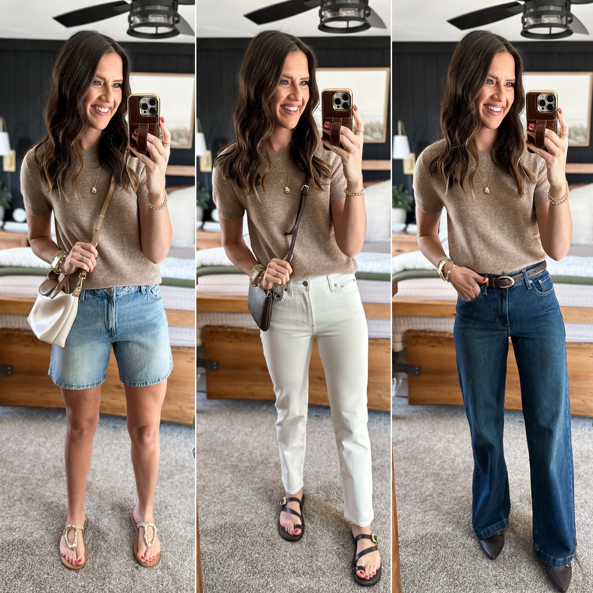 Spring Capsule Wardrobe - Tan Short Sleeve Sweater 

Sweater - sized up to a medium 
Shorts - size 4
Ivory jeans - size 27 regular 
Dark wash jeans - size 26 long


#LTKStyleTip #LTKFindsUnder100 #LTKFindsUnder50