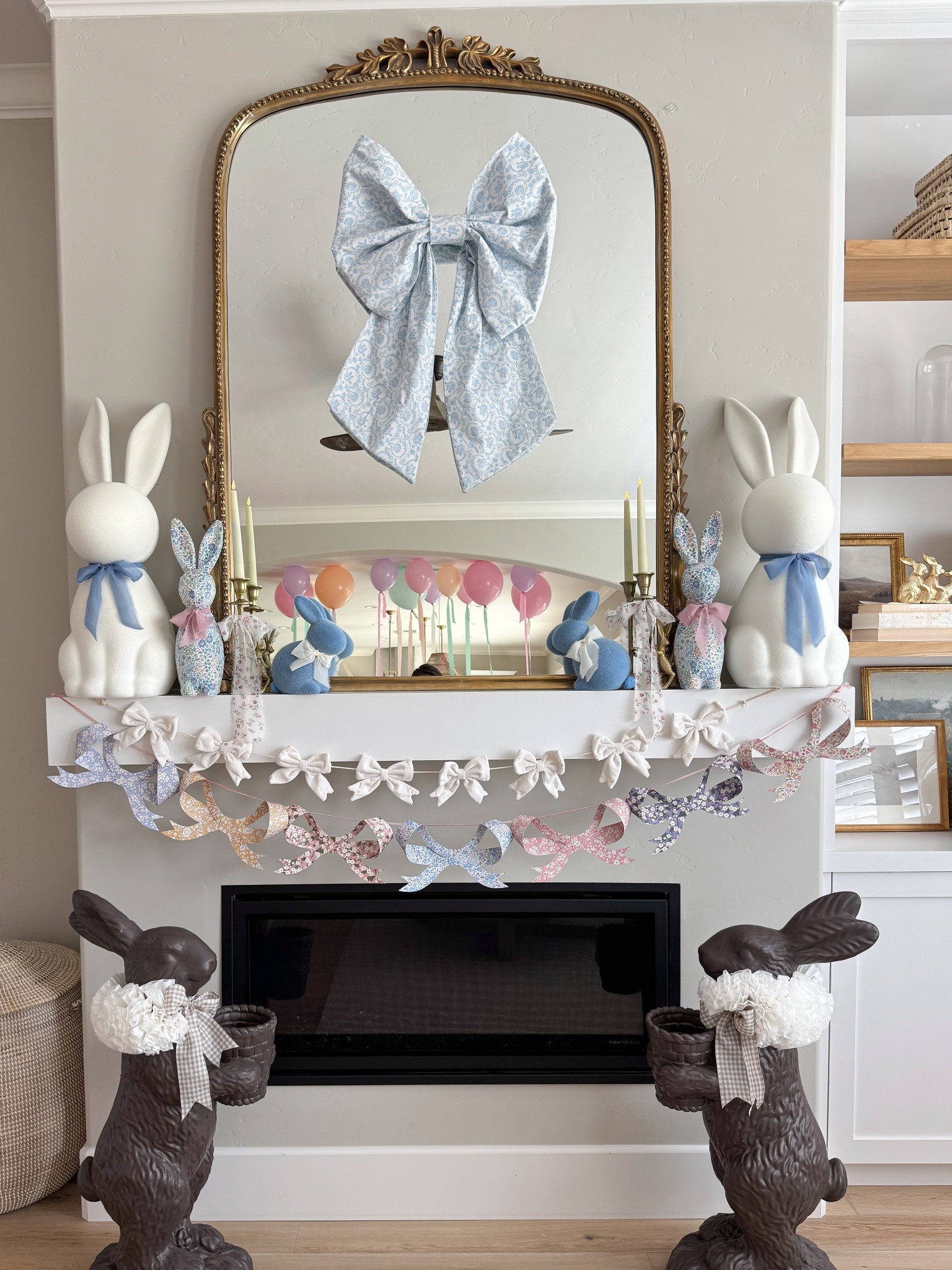 Easter mantel 🐰🎀 obsessed with every detail! Chocolate bunnies are from @homegoods

#LTKSeasonal #LTKFindsUnder100 #LTKHome