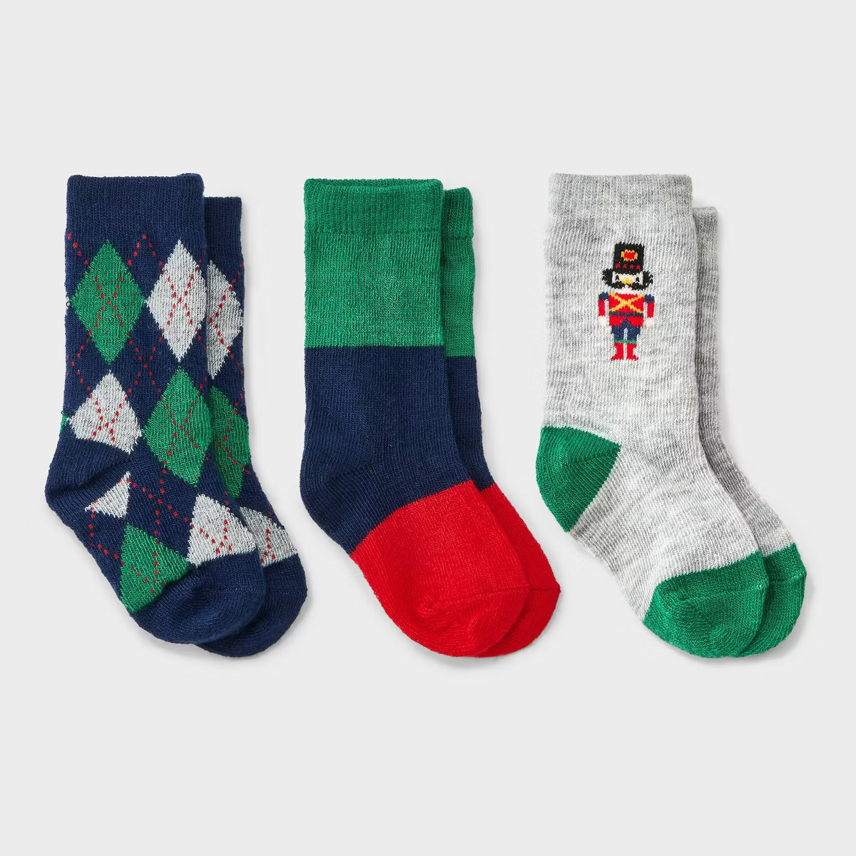 Toddler 3pk Nutcracker Argyle Crew Socks - Cat & Jack™ | Target
