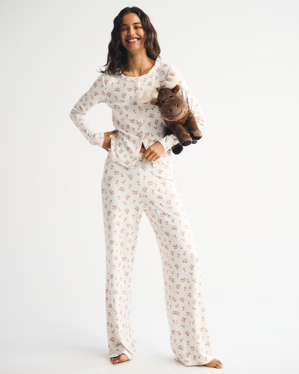 Long-Sleeve Pointelle Sleep Top | Abercrombie & Fitch (US)