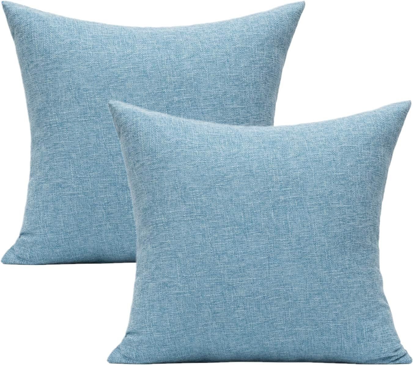 All Smiles Set of 2 Sky Blue Throw Pillow Covers Outdoor Patio Pillows for Sofa Bed Couch 20"x20"... | Amazon (US)