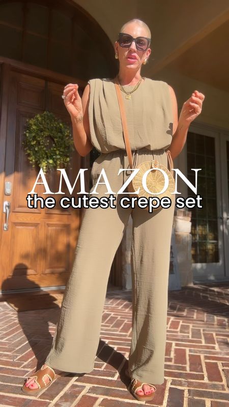 The cutest crepe set on Amazon
Comes in a several colors and fits tts—size up if taller for more length in pants. I’m a true small and wearing a medium in olive. 

#LTKFindsUnder50 #LTKTravel #LTKStyleTip