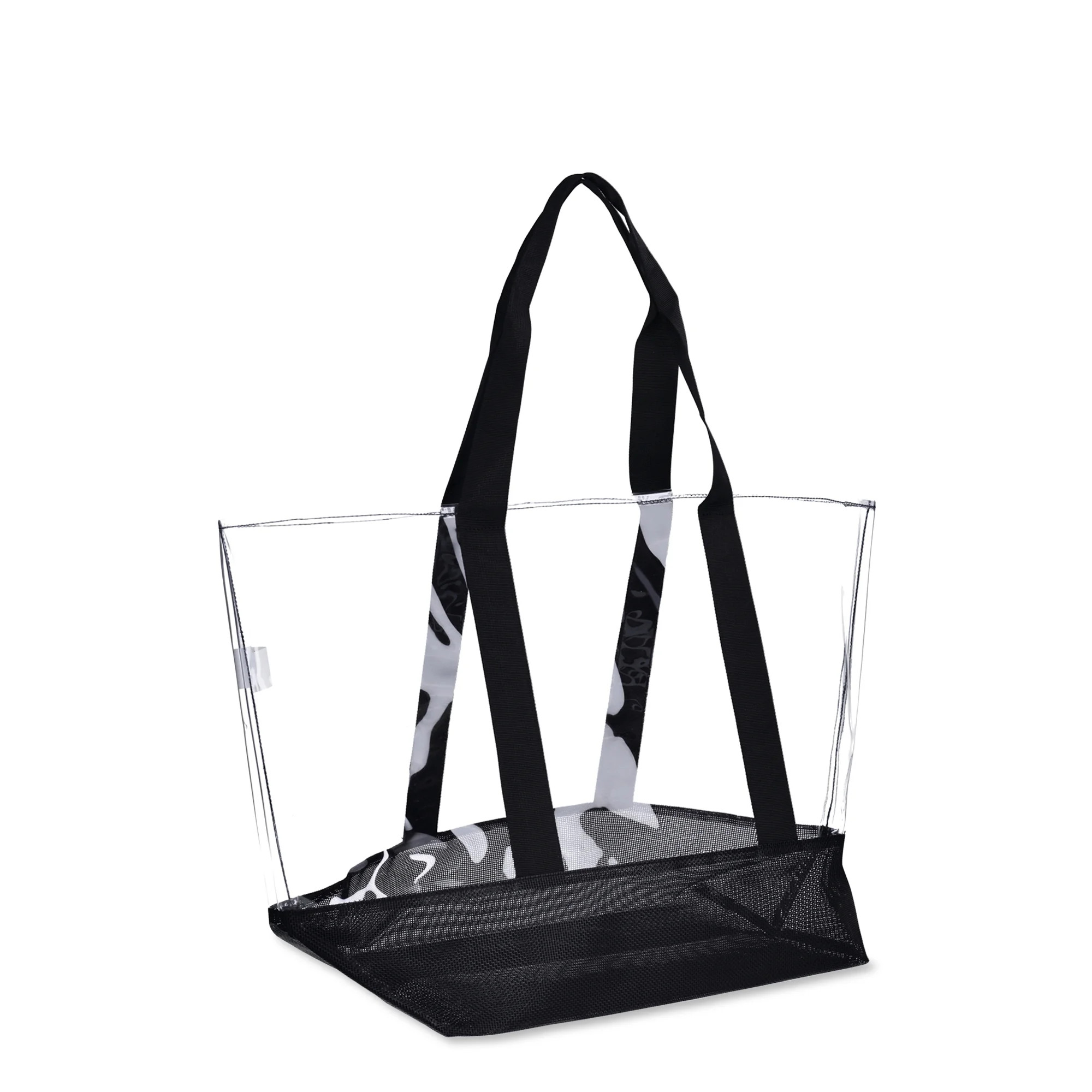 No Boundaries Women's Vinyl Beach Tote Bag with Mesh Bottom, Black | Walmart (US)