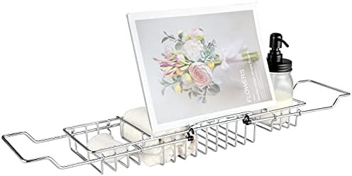 HOMEE Stainless Steel Shower Caddy Tray with Removable Book Holder, European Style Extendable Rec... | Amazon (US)