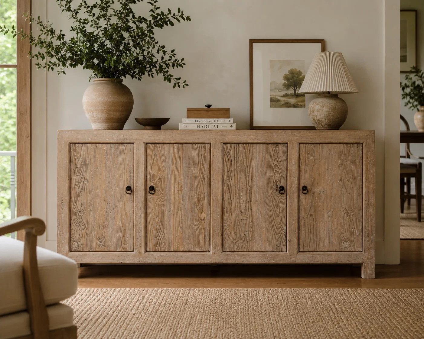 Capri 86.6" Wide Pine Solid Wood Sideboard | Wayfair North America