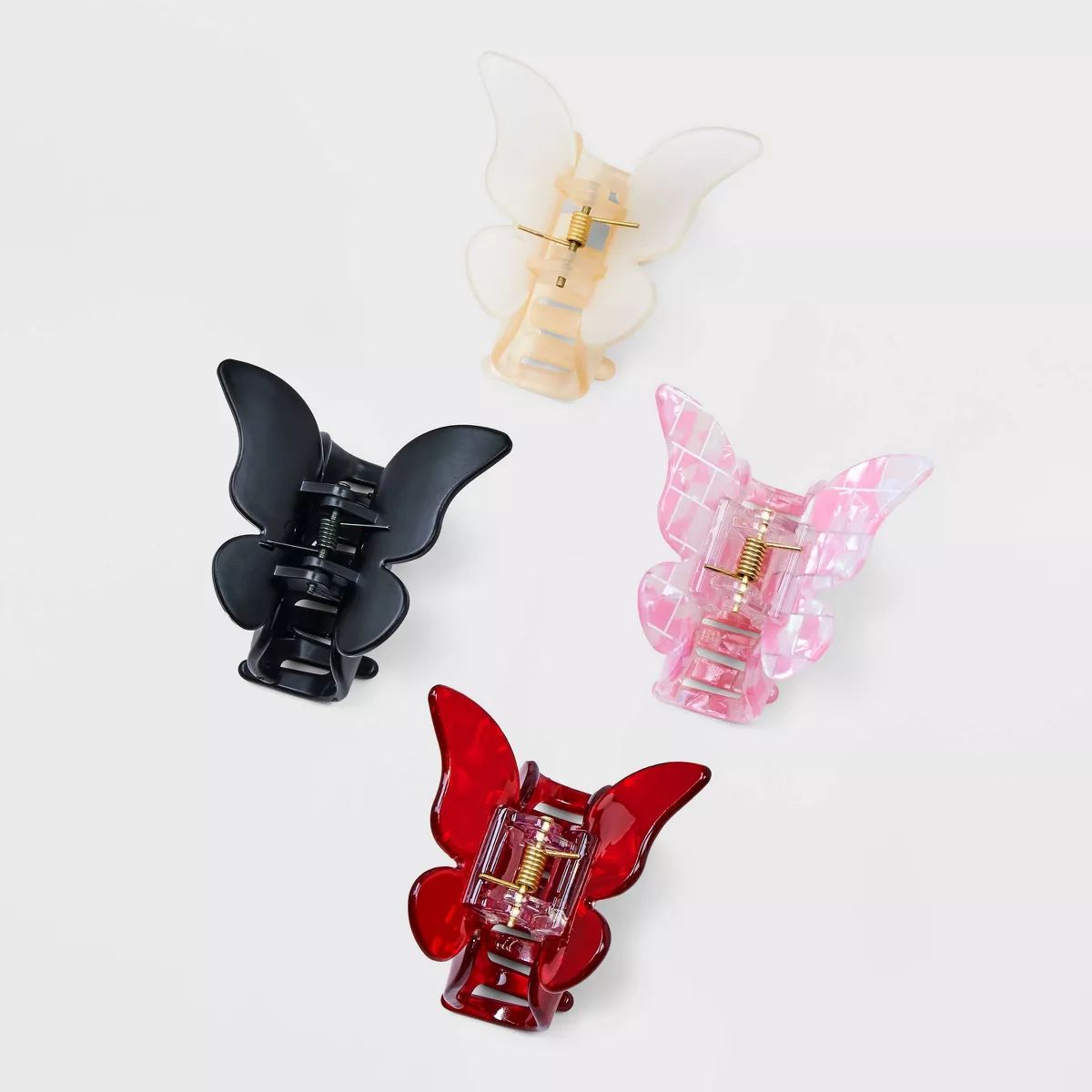 Butterfly Hair Claw Clip Set 4pc- Wild Fable™ White/Black/Red | Target