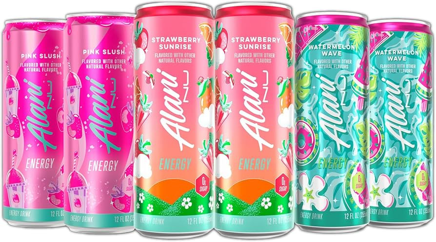 New Alani Energy Drinks Strawberry Sunrise, Watermelon Wave, Pink Slush Flavors Variety Pack Suga... | Amazon (US)