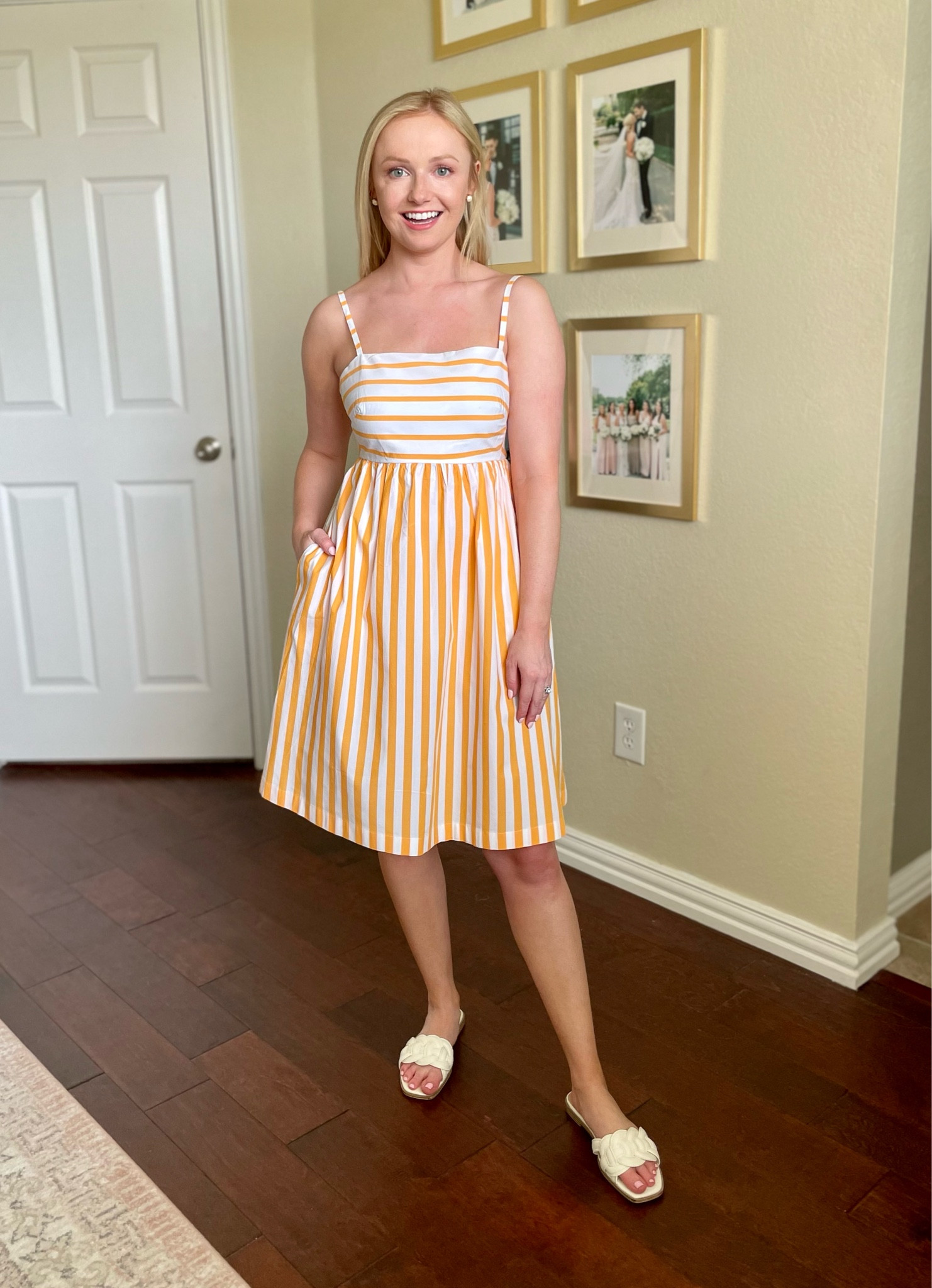 Wearing a 0 | sundress, striped dress, orange dress, beach outfit, vacation outfit, vacation dress, summer dress, sundress 

#LTKstyletip #LTKSeasonal #LTKFind