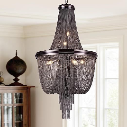 ZEDSUN 21.5" Black Large Chandelier for Dining Room,6-Lights Modern Boho Chandelier Light Fixture... | Amazon (US)