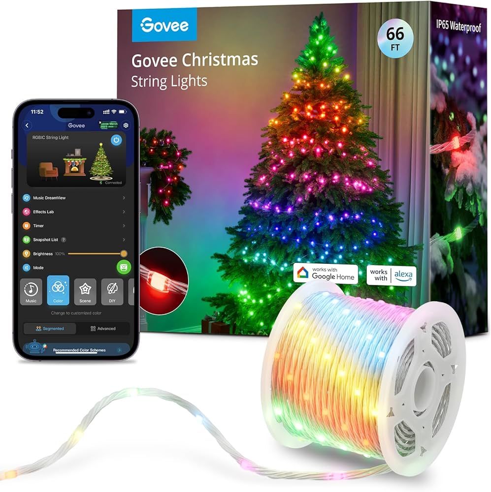 Govee Christmas Lights, Smart RGBIC Christmas Decorations Lights, 99+ Scene Modes, 66ft with 200 ... | Amazon (US)