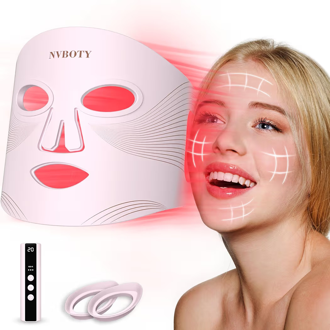 LED Face Mask Light Therapy, 4 Modes Portable Red Light Therapy for Face, 2000mAh Rechargeable Re... | Amazon (US)