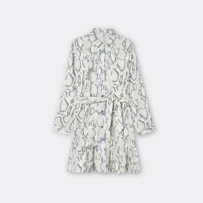 Girls grey snake print shirt dress | River Island (UK & IE)
