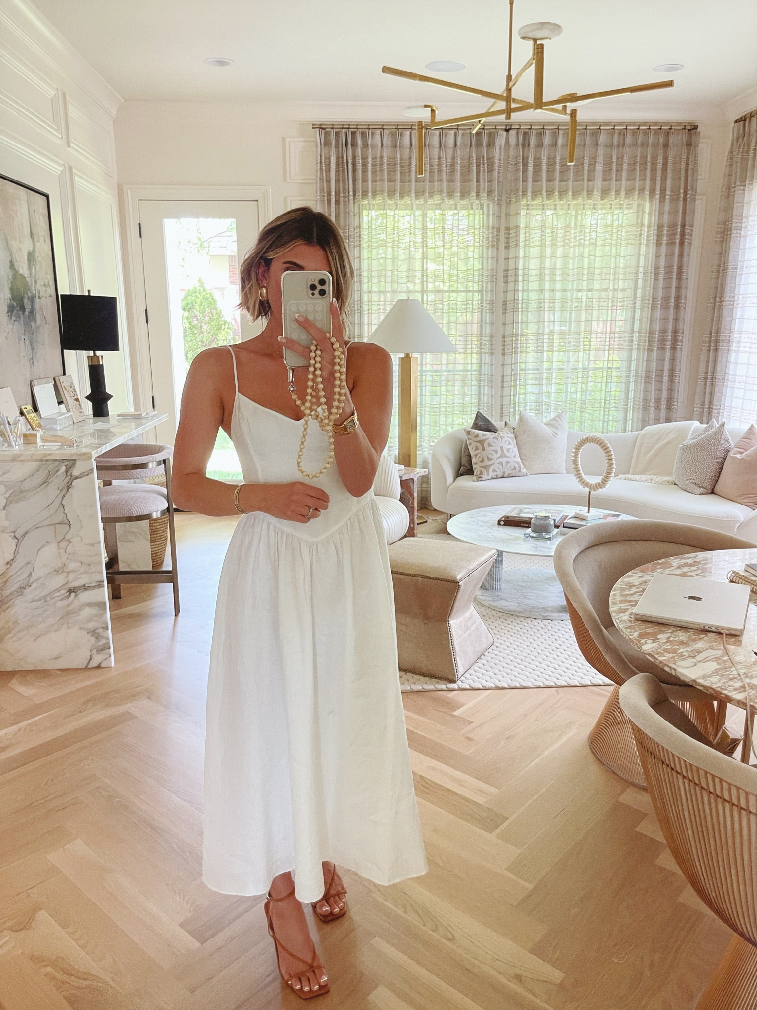 The perfect white linen dress for summer @aritzia #aritziapartner #ad 