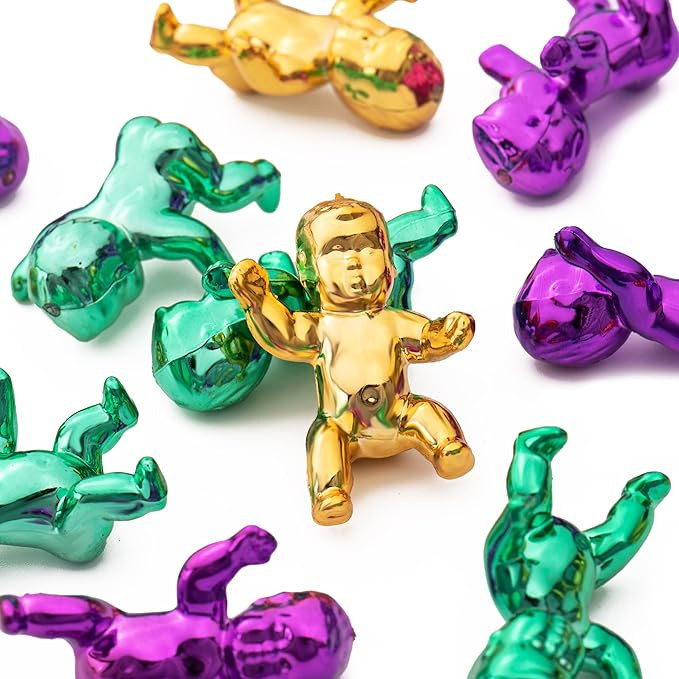 King Cake Babies, 1.2inch Mini Plastic Babies Metallic Tiny Babies for Party Cake Decorations, Ic... | Amazon (US)