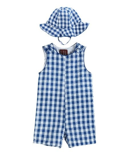 Royal Blue Gingham Romper & Bucket Hat - Infant & Toddler | Zulily