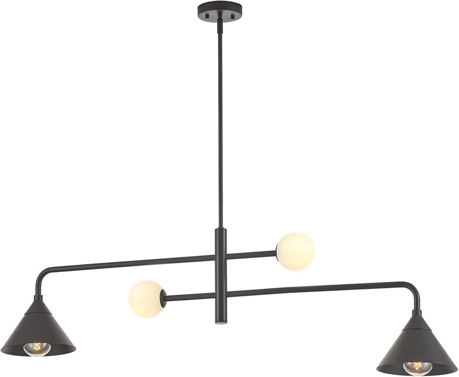 4-Light Modern Linear Chandelier for Kitchen Island, Black Pendant Light for Dining Room, Industr... | Amazon (US)
