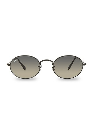 Ray-Ban Oval Flat in Black, Nero & Gray Green from Revolve.com | Revolve Clothing (Global)