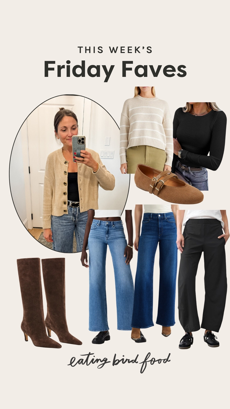 Fall Fashion Staples - (1) Quince 100% Organic Cotton Cropped Cardigan: A cropped cardigan is one of those fall pieces that works with everything and this one from Quince is really well made for the price. Organic cotton means it feels really soft and breathable and the cropped length is perfect. (2) Dolce Vita Jazmin Boots Espresso Suede: A great pair of fall boots is one of the most important investments you can make for the season and these are really good. The espresso suede is such a versatile color and the Jazmin style is elevated without being over the top. (3) Quince 100% Organic Cotton Striped Crew Sweater: This sweater is a fall staple I keep coming back to. The stripe is classic and works with so much, the organic cotton is really comfortable and it layers perfectly under a coat or over a collared shirt. (4) Anrabess Long Sleeve Ribbed Top: The perfect layering basic for fall. A fitted ribbed long sleeve is one of those things you reach for constantly because it works under everything. Great on its own with jeans or under an open cardigan or blazer. (5) Henrietta Double Strap Mary Jane Ballet Flats: Mary Jane ballet flats have been having such a moment and these are a really great version. The double strap detail makes them feel a little more interesting than a basic flat and they are the kind of shoe that elevates any fall outfit effortlessly. (6) Paige Anessa Wide Leg Jeans: Paige denim is worth every penny and the Anessa wide leg is one of my favorites. High waist, wide leg, really flattering and the quality is immediately noticeable. These are the jeans I always seem to reach for. (7) Lomon Barrel Pants: If you have been eyeing the Ruti On The Loose pants but not quite ready to commit to the price tag, these are the answer. Same relaxed barrel leg silhouette at a fraction of the cost and they look and feel really great for the price. (8) Bella Stretch Wide Leg Jeans: Another great wide leg jean option that is slightly more relaxed and stretchy than the Paige. The Bella stretch fabric makes them incredibly comfortable to wear all day and they still l 

 #LTKdayinmylife #LTKgrwm #LTKootd