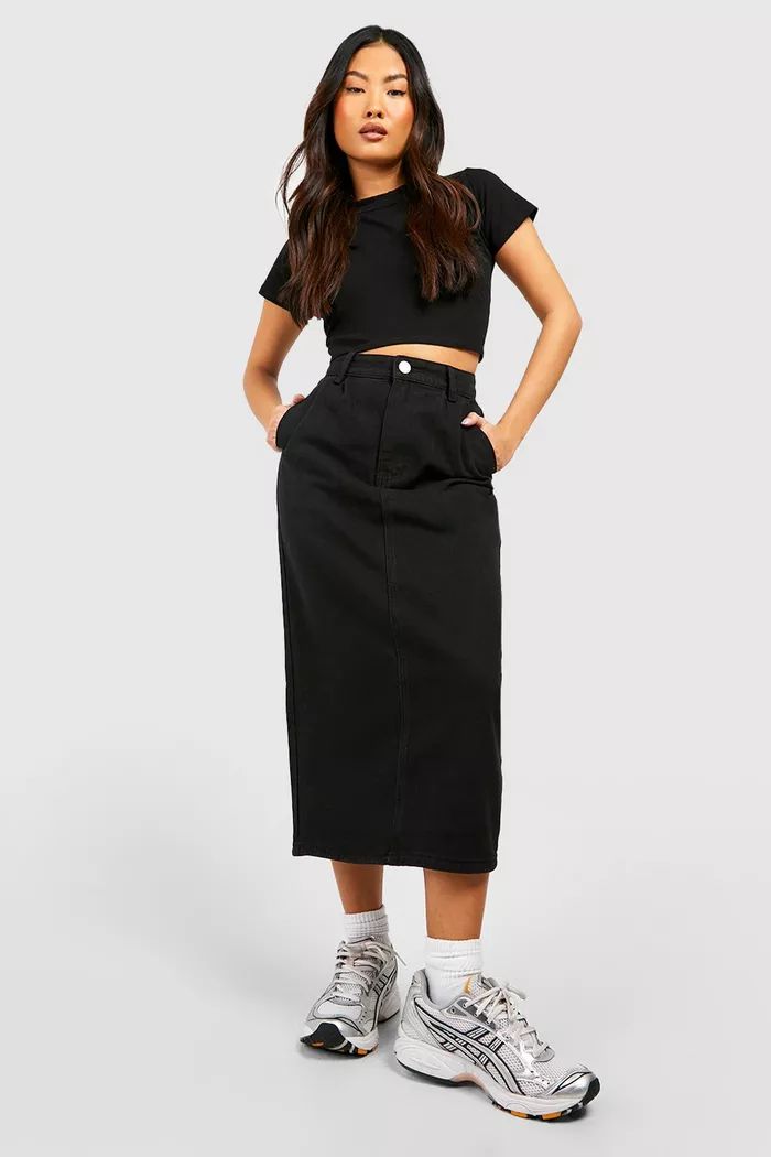 Petite Denim Midaxi Skirt | Boohoo.com (UK & IE)