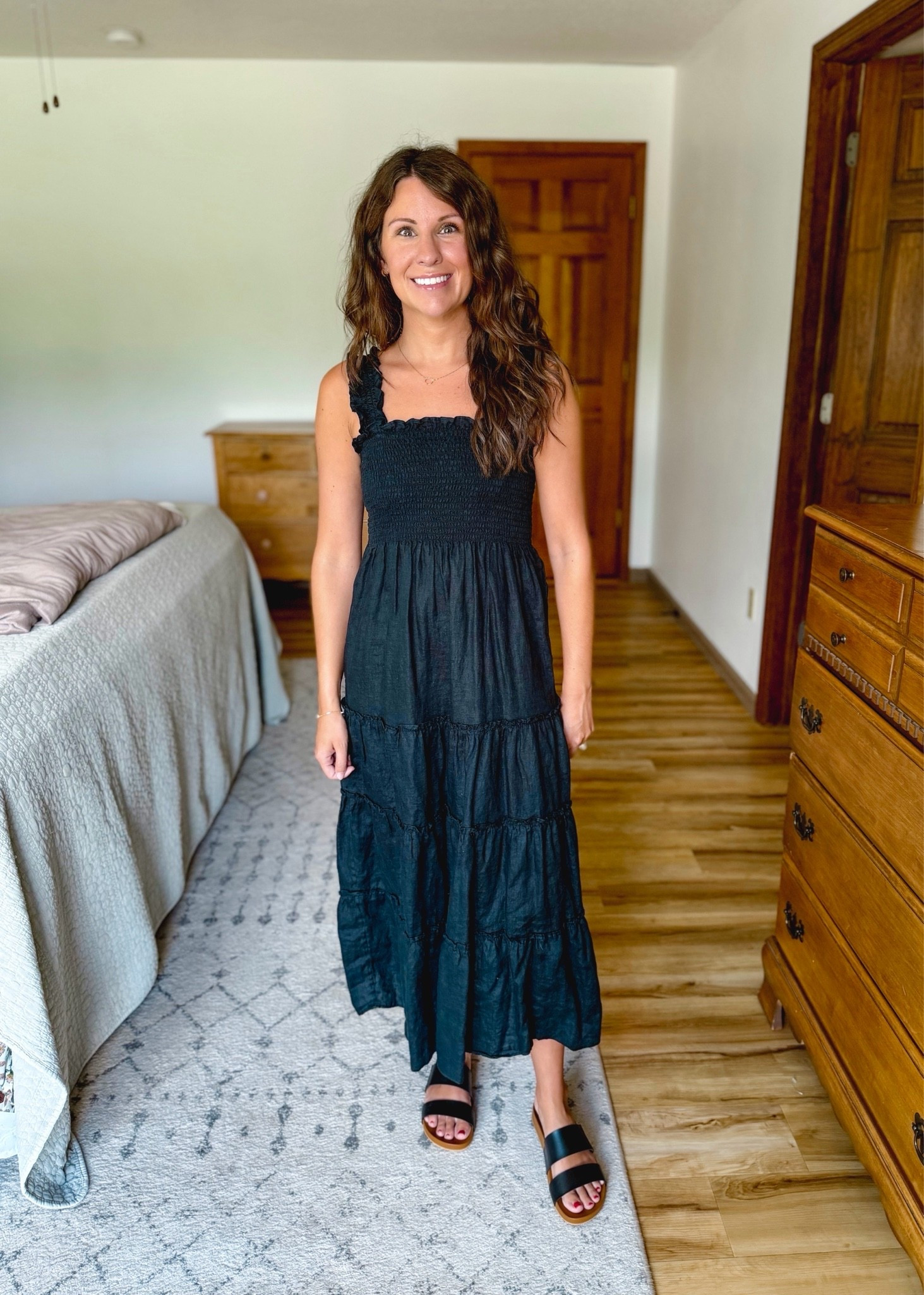 xs in my black linen dress (I also neon the red and the tan). My sandals are size 6

#LTKPetite #LTKSeasonal #LTKootd