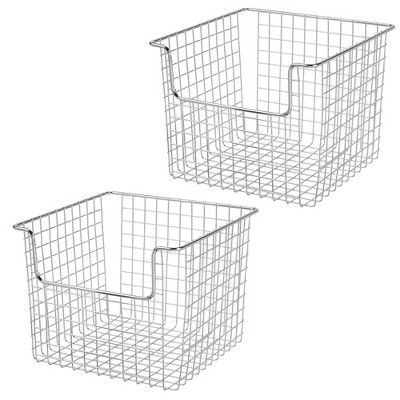 mDesign Metal Open Front Kitchen Food Storage Basket, 2 Pack | Target