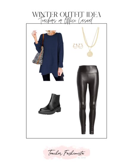Winter outfit inspiration! ❄️ This navy tunic top is on Amazon Prime deal today and I think it’s so pretty paired with black. BTW, I found quite a few faux leather leggings at a better price tag and linked them up!

• winter outfit • Spanx • Faux leather leggings • lug sole boots • booties • layering necklaces • tunic top • #ltkworkwear #ltksalealert



#LTKshoecrush #LTKFind #LTKunder100