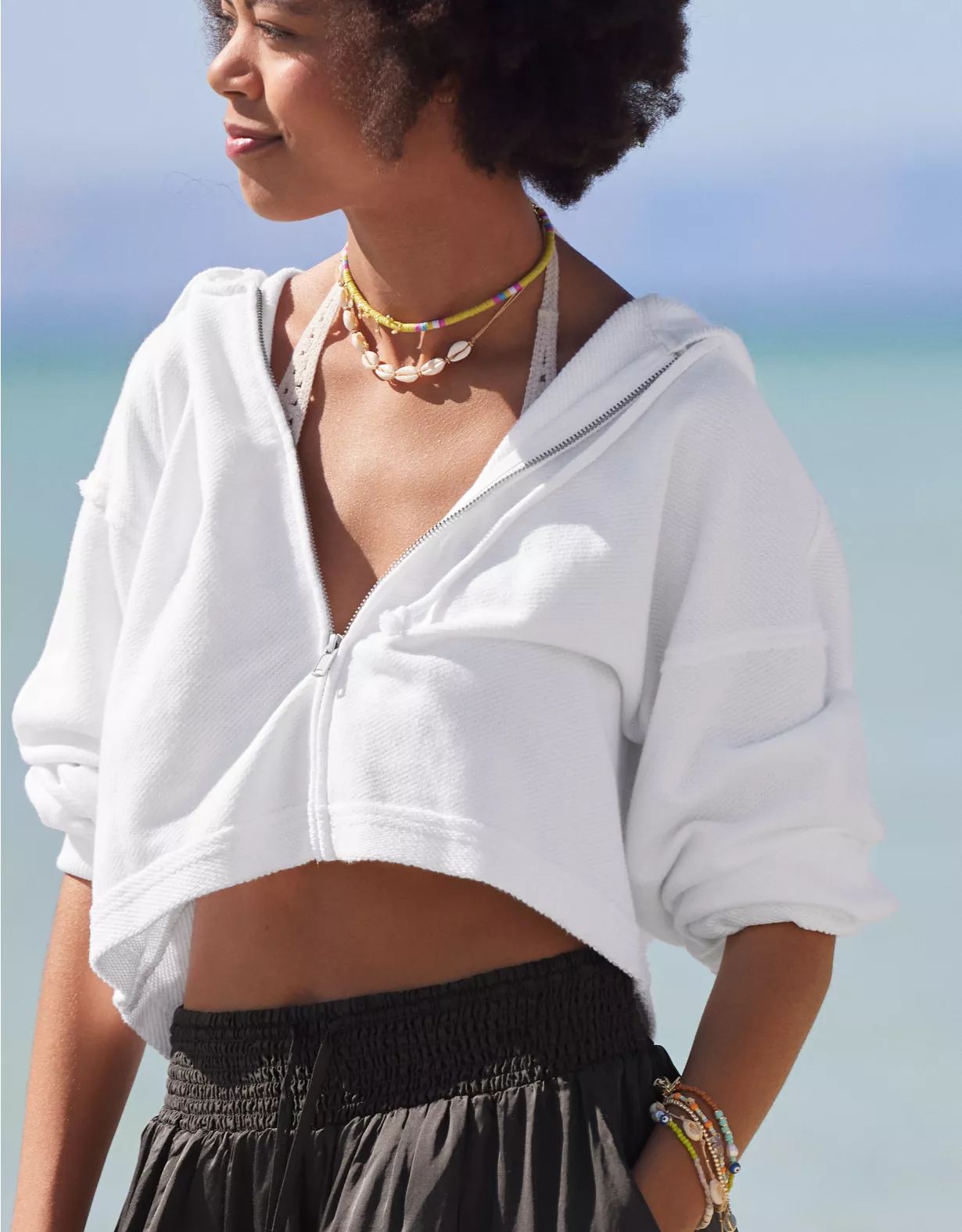 Aerie Beach Party Cropped Hoodie | American Eagle Outfitters (US & CA)