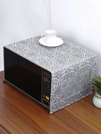 1pc Geometric Flower Printed Microwave Cover, Creative Linen-like Dust Cover With Pocket For Micr... | SHEIN