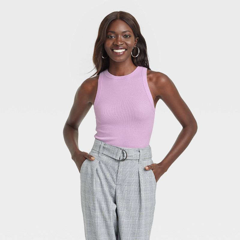 Women&#39;s Ribbed Tank Top - A New Day&#8482; Lavender XS | Target